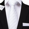 GentCrest White Striped Tie Hanky Cufflinks Set - Image 1