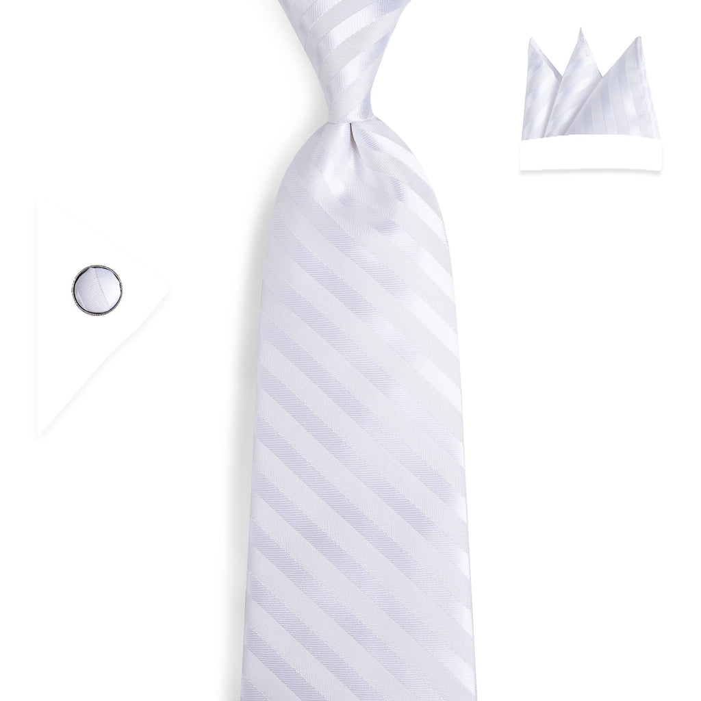 GentCrest White Striped Tie Hanky Cufflinks Set - Image 3