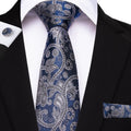 GentCrest Blue Paisley Tie Hanky Cufflinks Set - Image 1