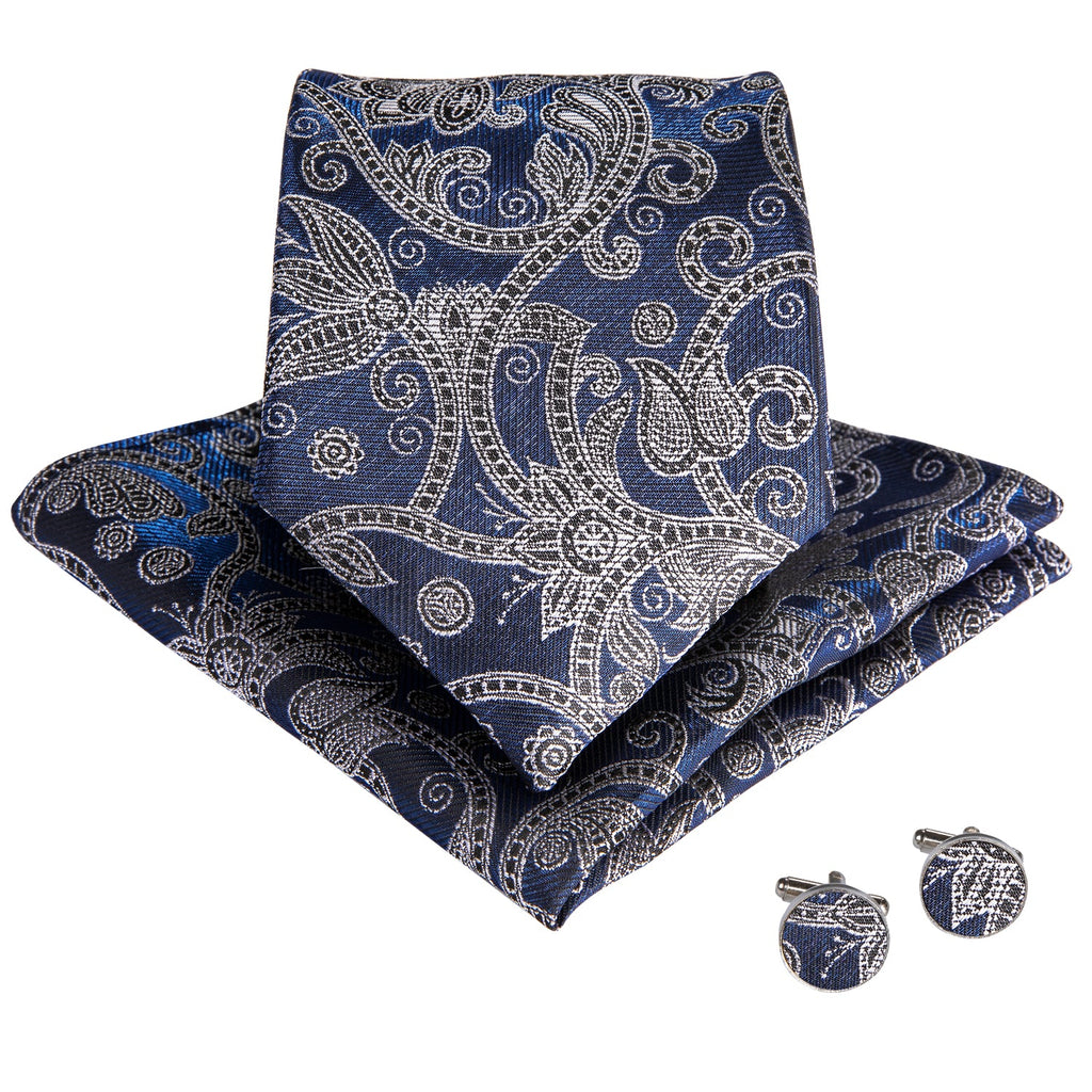 GentCrest Blue Paisley Tie Hanky Cufflinks Set - Image 2