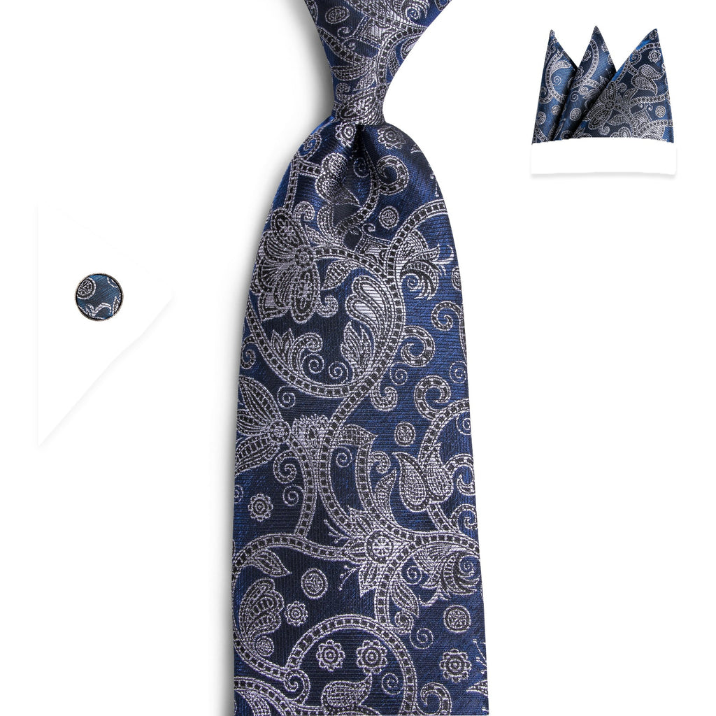 GentCrest Blue Paisley Tie Hanky Cufflinks Set - Image 3