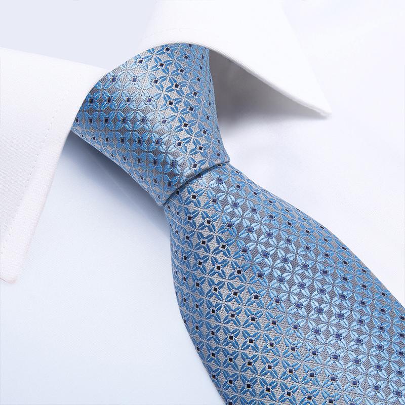 GentCrest Blue Floral Tie with Rings - Image 6
