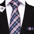 GentCrest Blue Plaid Tie Hanky Cufflinks Set - Image 1