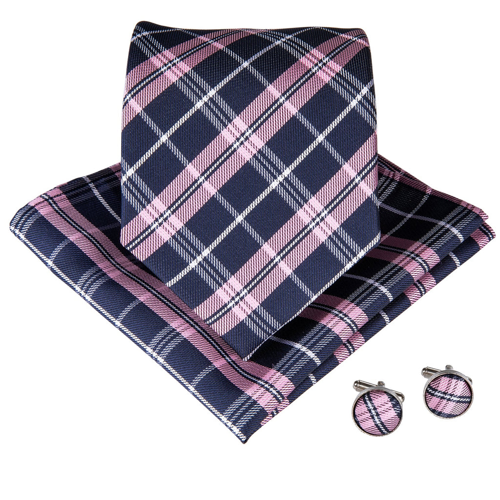 GentCrest Blue Plaid Tie Hanky Cufflinks Set - Image 2