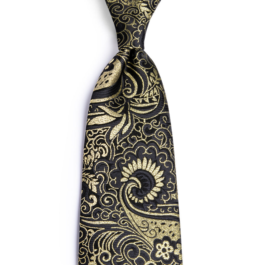 Golden Paisley Silk XL Silk Tie Set - GentCrest - View 3
