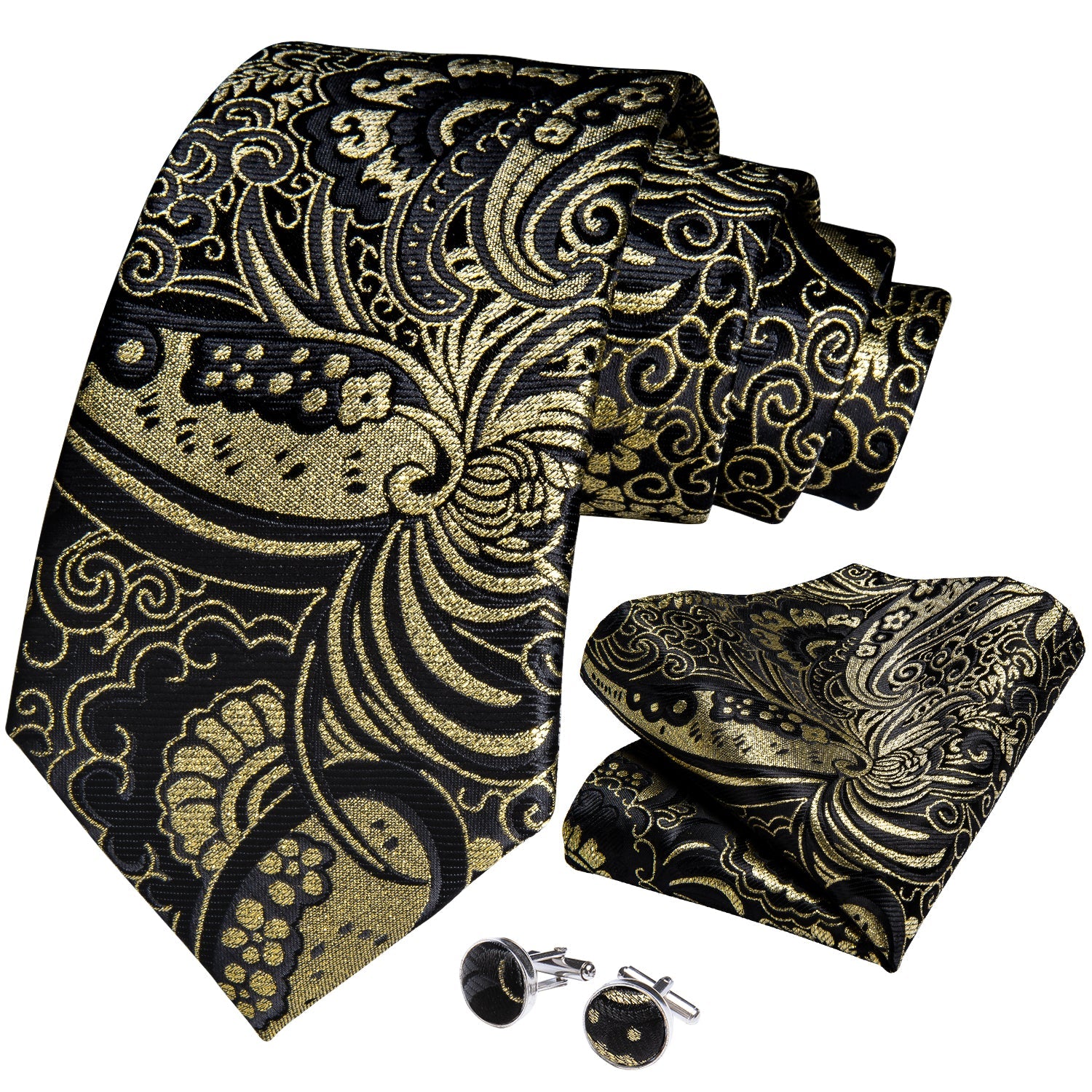 GentCrest Gold Paisley Tie Hanky Cufflinks Set - Image 2