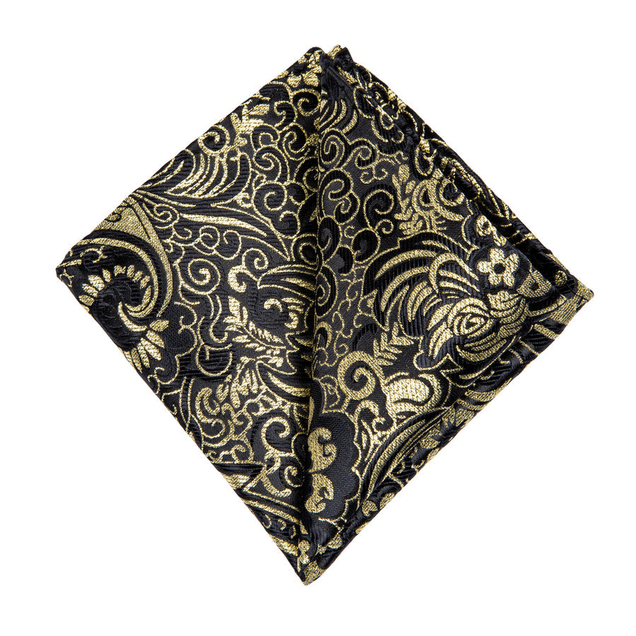 Golden Paisley Silk XL Silk Tie Set - GentCrest - View 4
