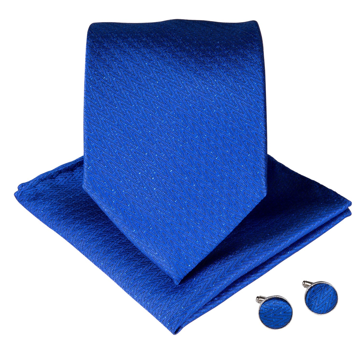 GentCrest Blue Solid Tie Hanky Cufflinks Set - Image 2