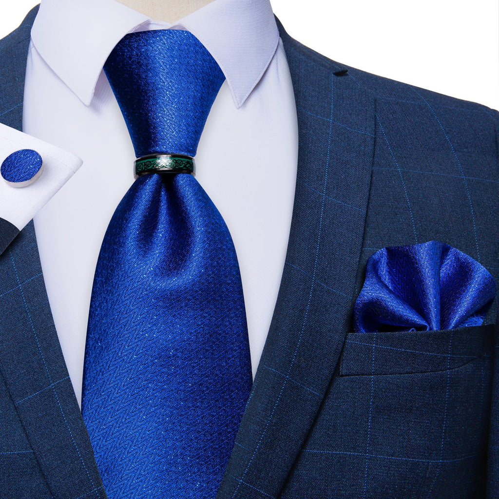 GentCrest Blue Solid Tie with Rings - Image 1