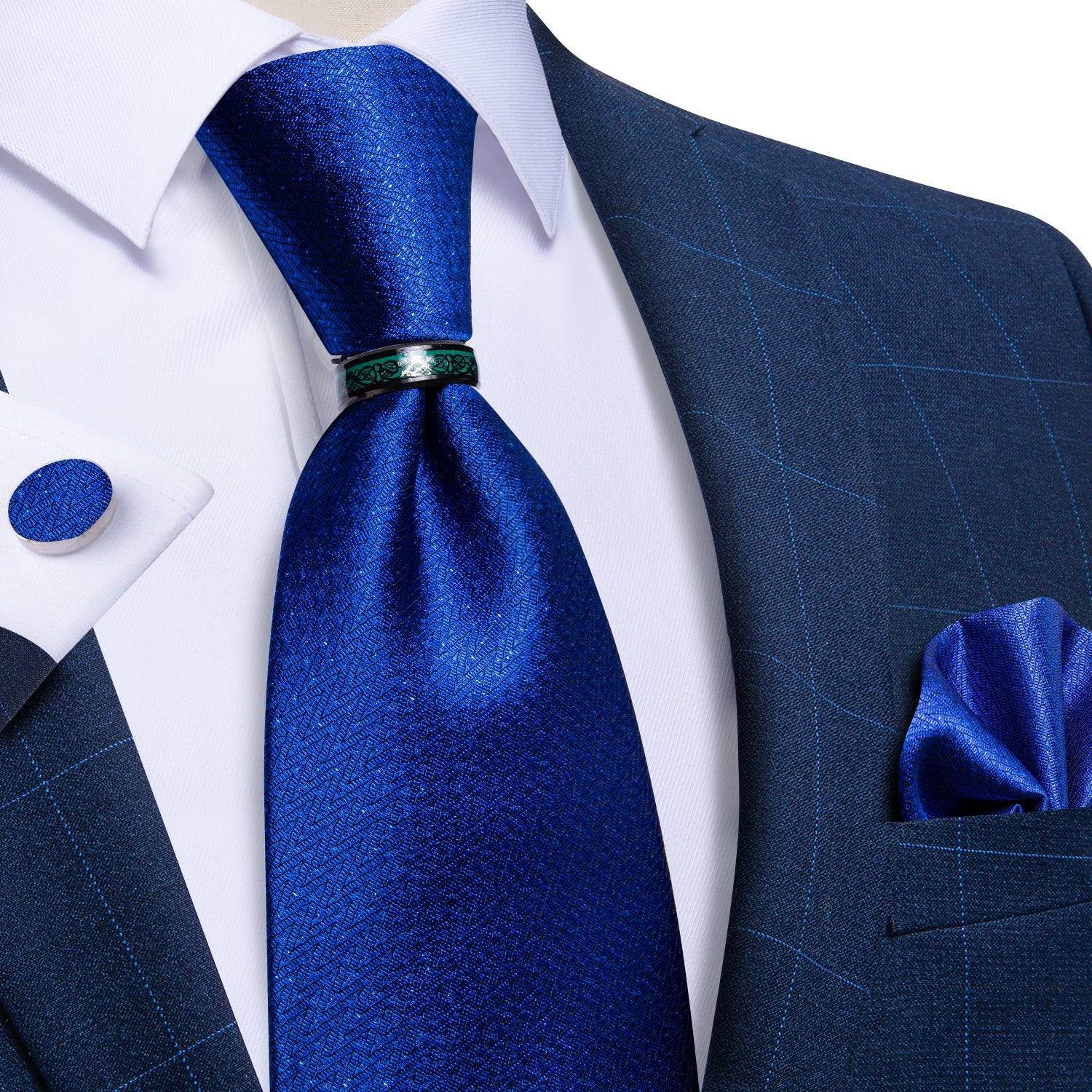 GentCrest Blue Solid Tie with Rings - Image 2