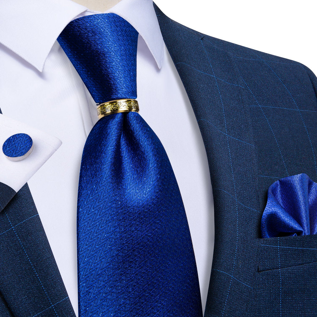GentCrest Blue Solid Tie with Rings - Image 4