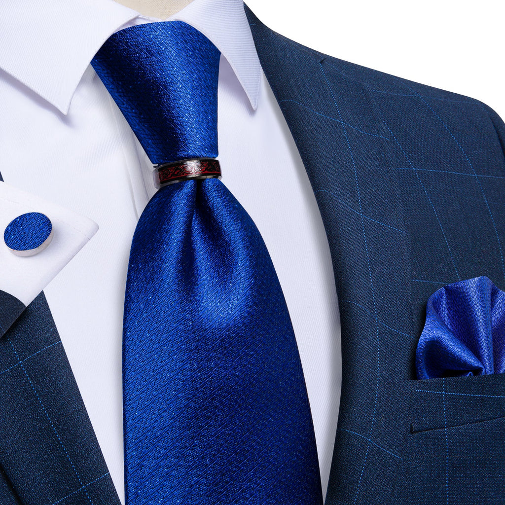 GentCrest Blue Solid Tie with Rings - Image 6