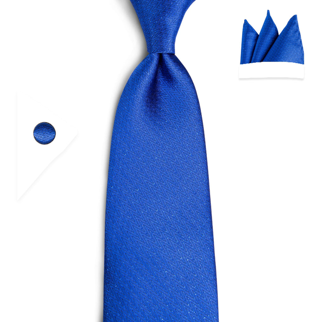 GentCrest Blue Solid Tie Hanky Cufflinks Set - Image 3