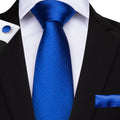 GentCrest Blue Solid Tie Hanky Cufflinks Set - Image 1