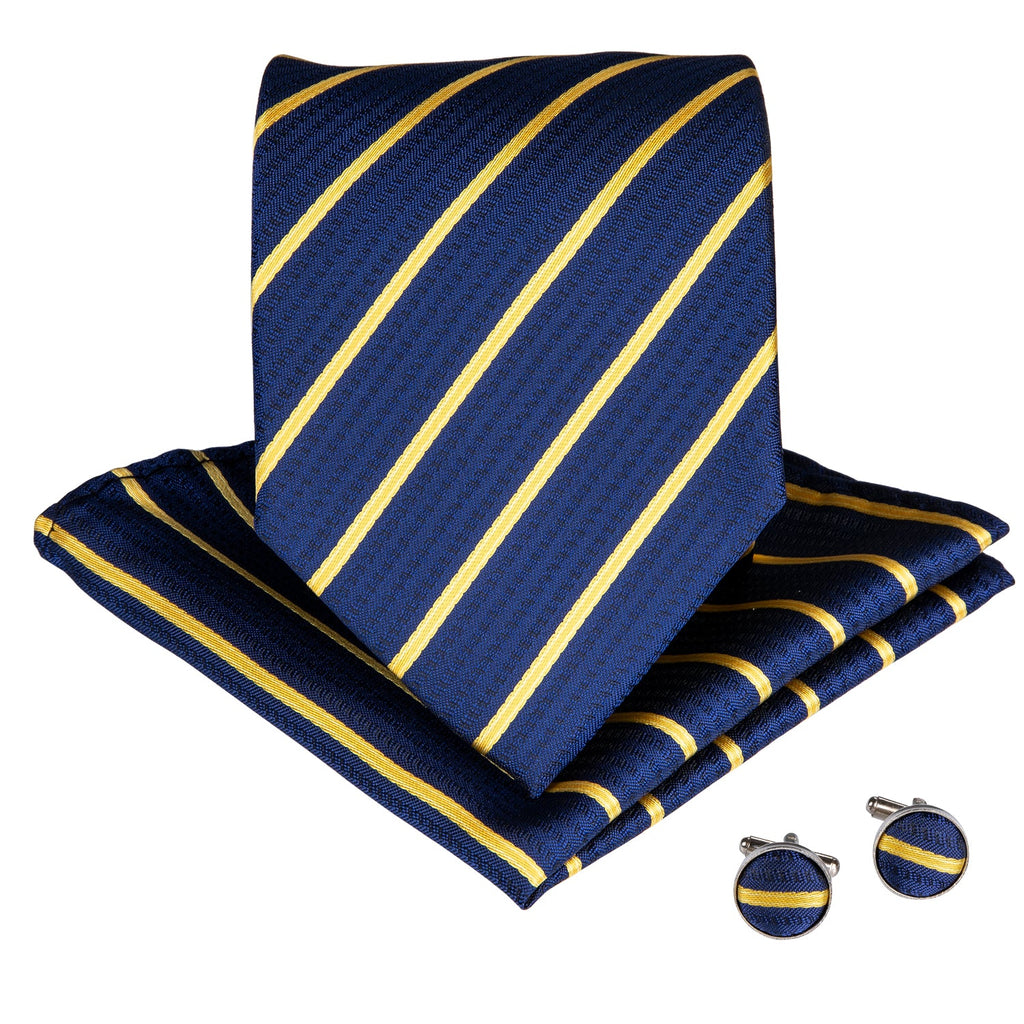 GentCrest Blue Striped Tie Hanky Cufflinks Set - Image 2