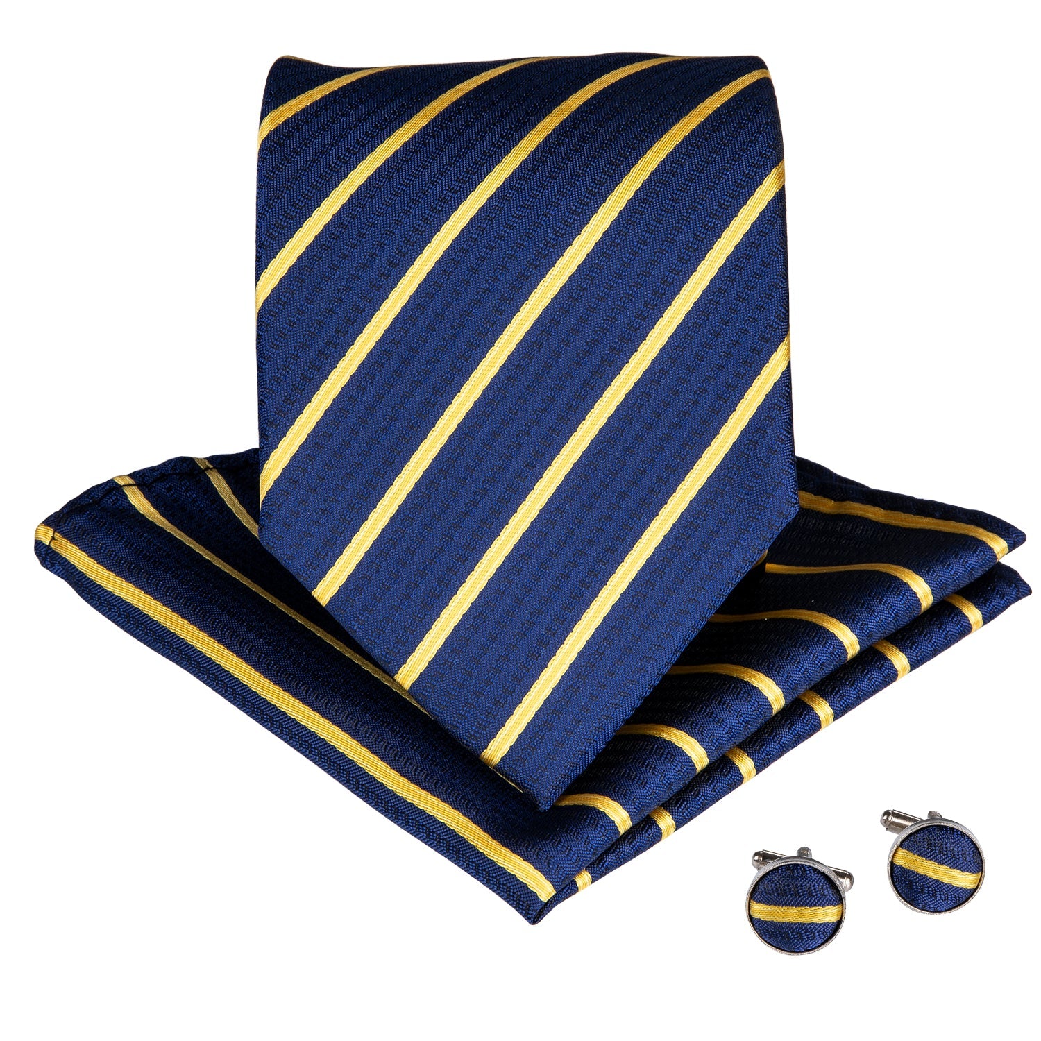 GentCrest Blue Striped Tie Hanky Cufflinks Set - Image 2