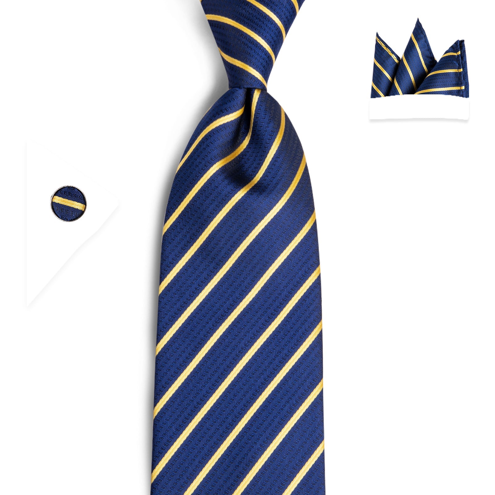 GentCrest Blue Striped Tie Hanky Cufflinks Set - Image 3