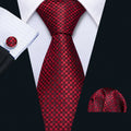 Black Red Plaid Silk Tie Set - GentCrest
