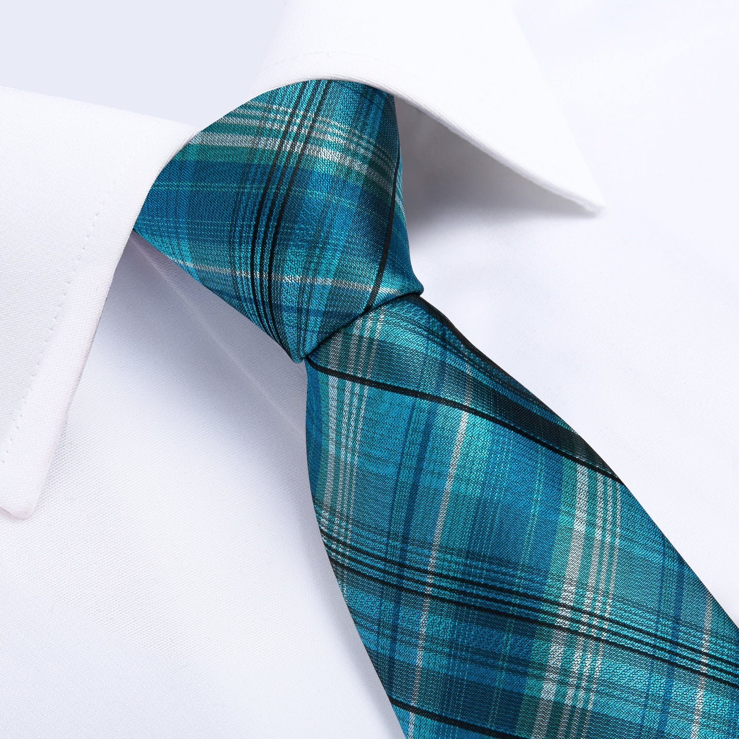 GentCrest Blue Plaid Tie Hanky Cufflinks Set - Image 6