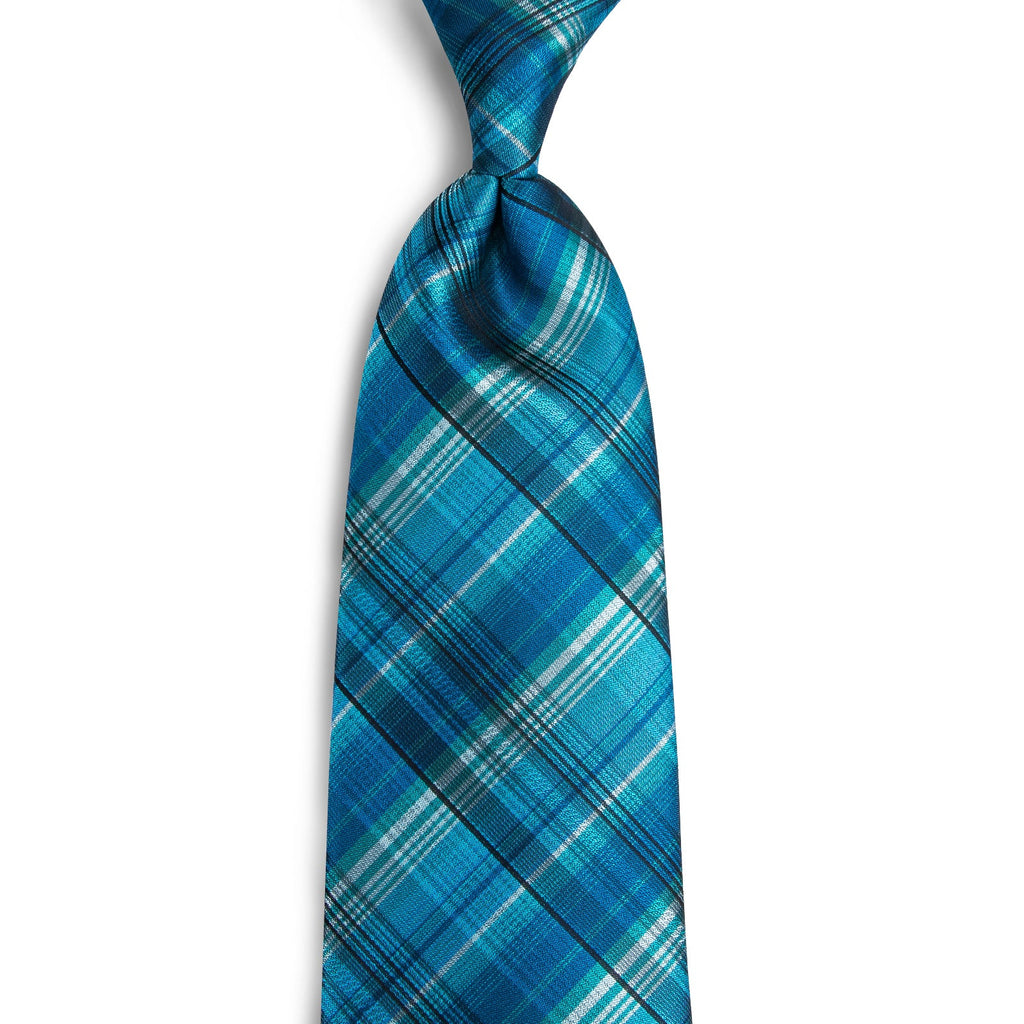 GentCrest Blue Plaid Tie Hanky Cufflinks Set - Image 5