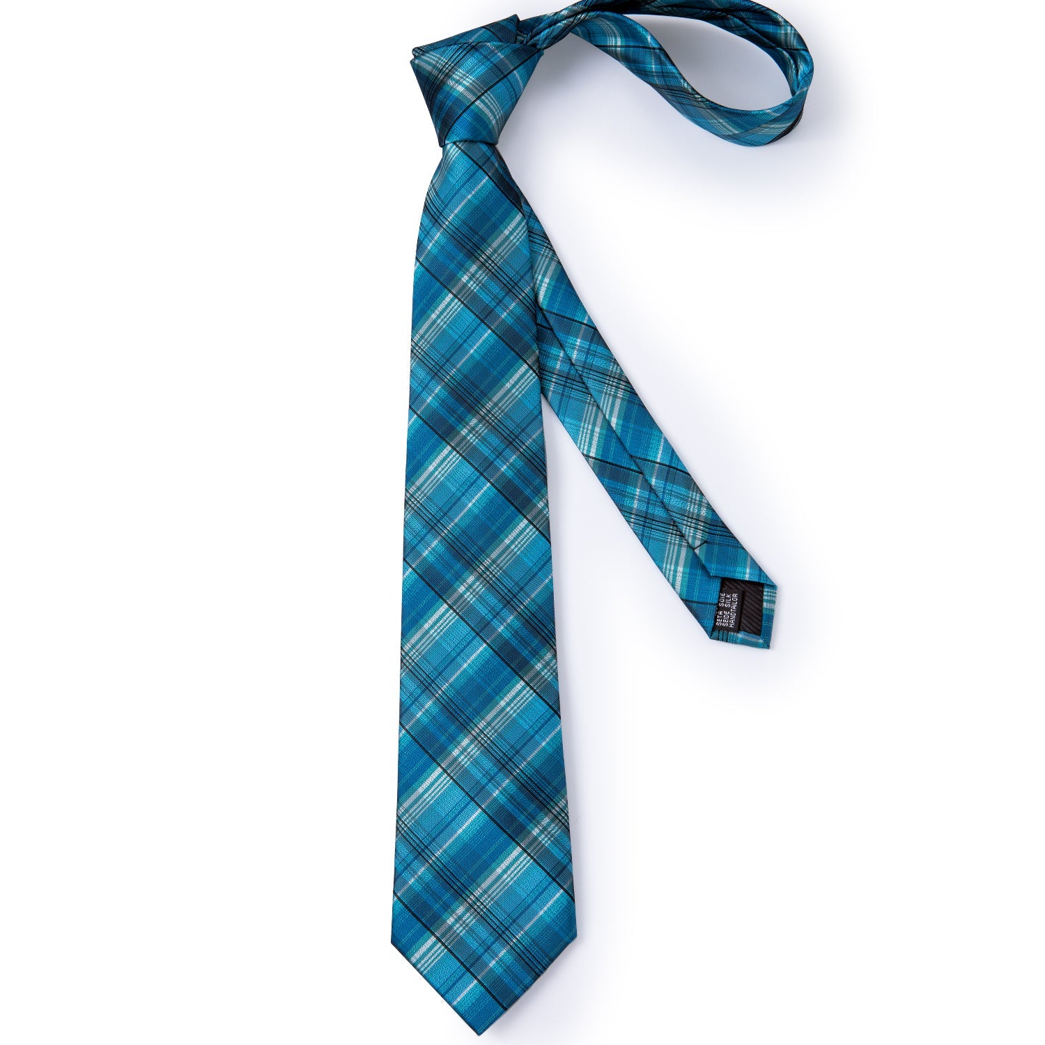 GentCrest Blue Plaid Tie Hanky Cufflinks Set - Image 3