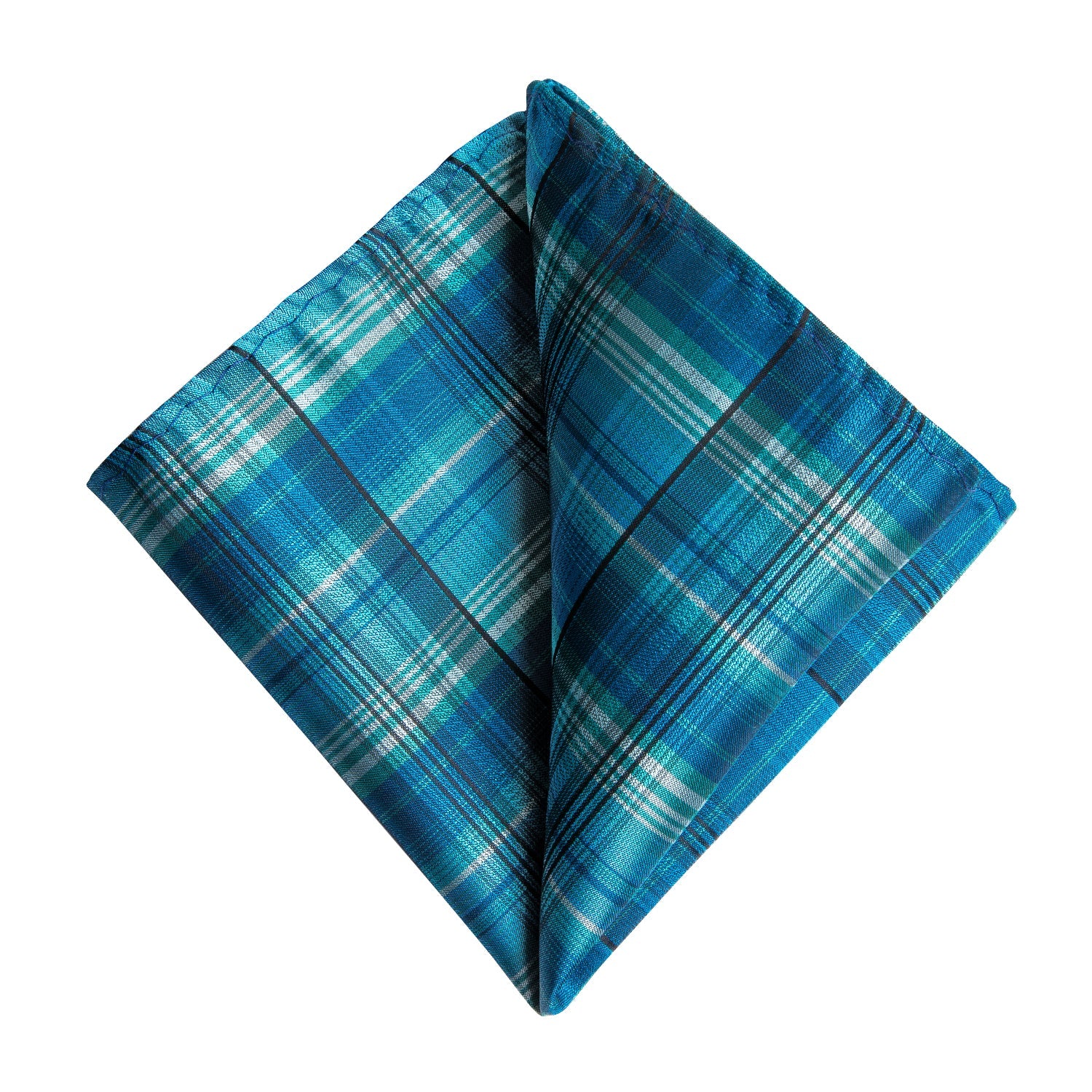 GentCrest Blue Plaid Tie Hanky Cufflinks Set - Image 4