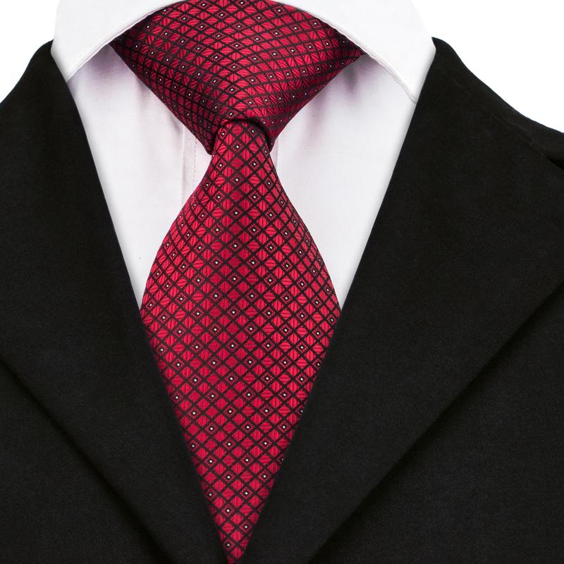 GentCrest Red Plaid Tie Hanky Cufflinks Set - Image 2