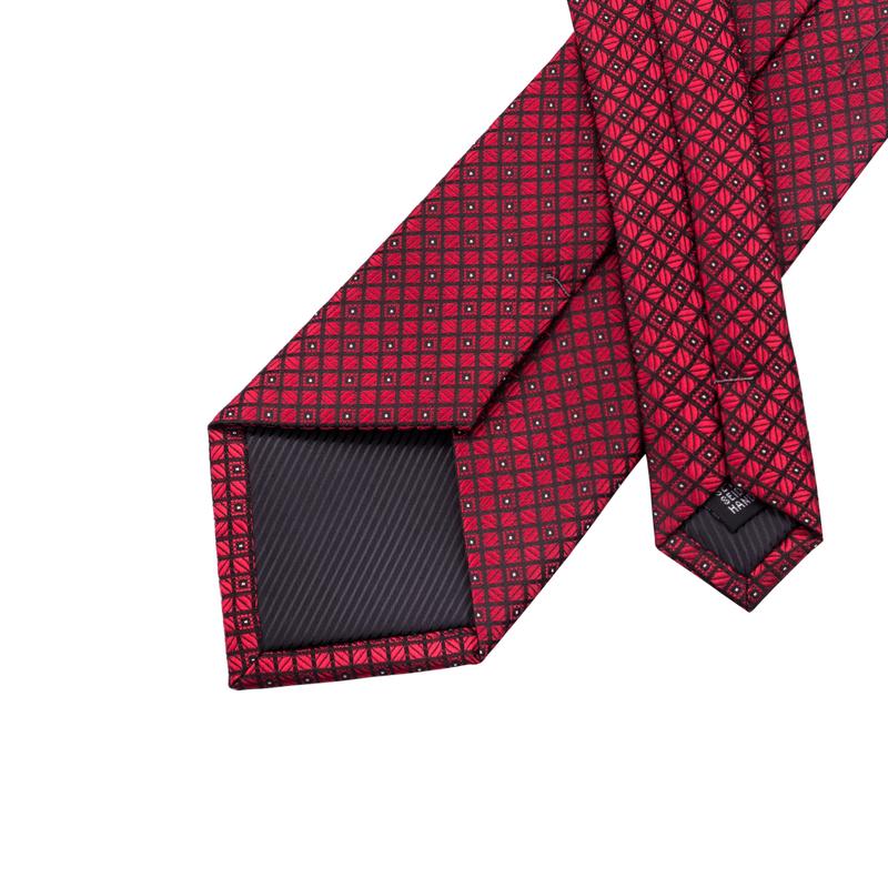 GentCrest Red Plaid Tie Hanky Cufflinks Set - Image 5