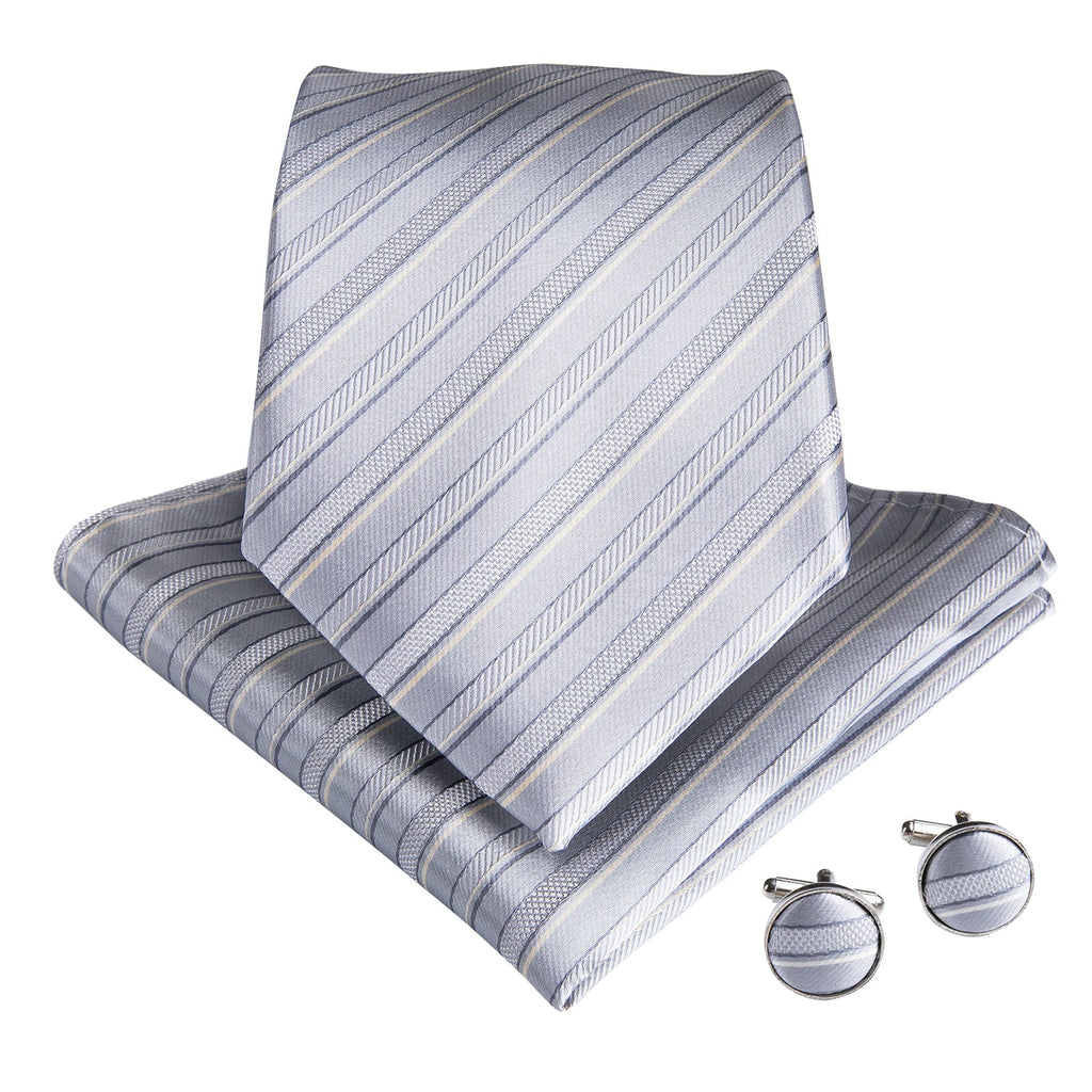 GentCrest White Striped Tie Hanky Cufflinks Set - Image 2
