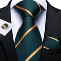 GentCrest Green Striped Tie Hanky Cufflinks Set - Image 1