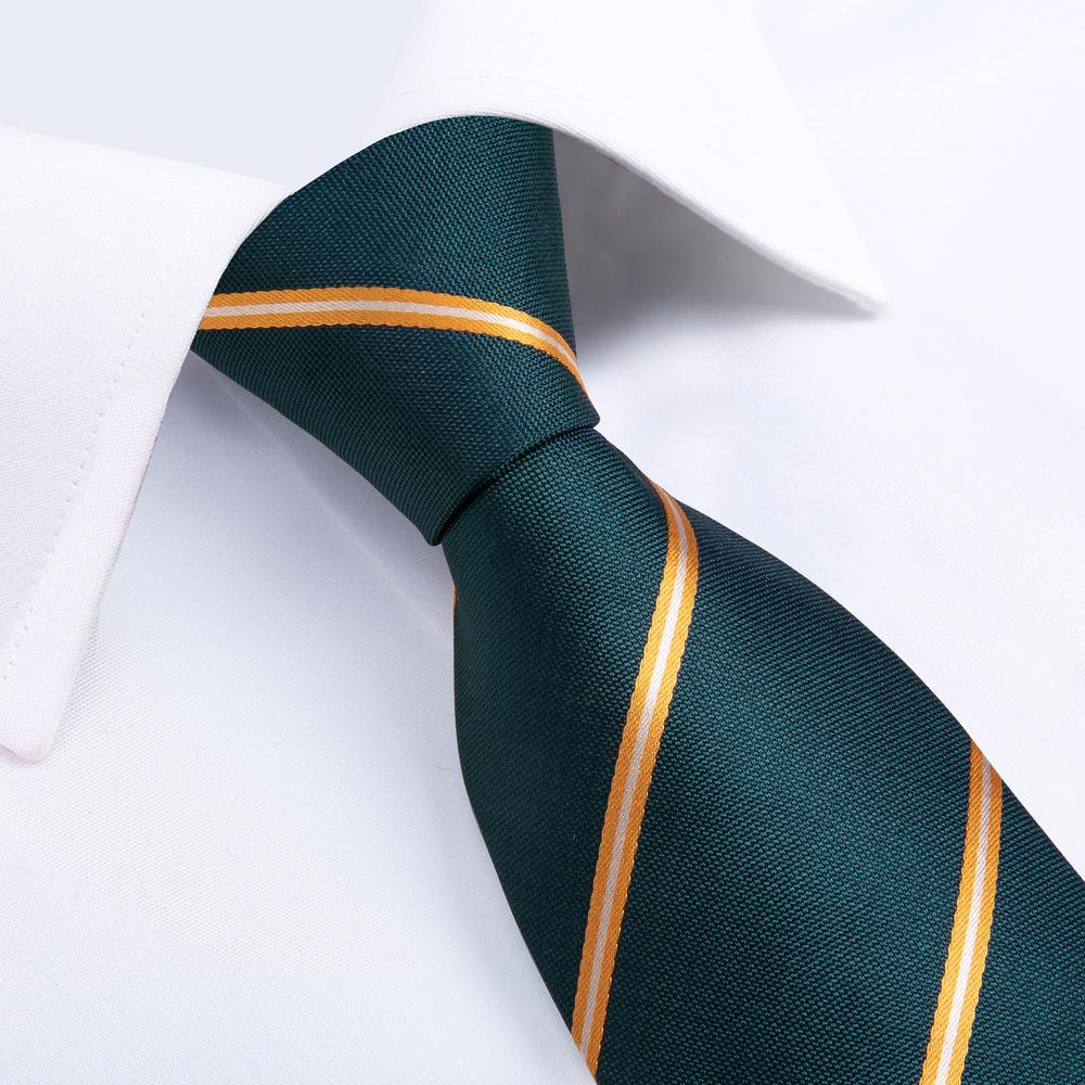 GentCrest Green Striped Tie Hanky Cufflinks Set - Image 4