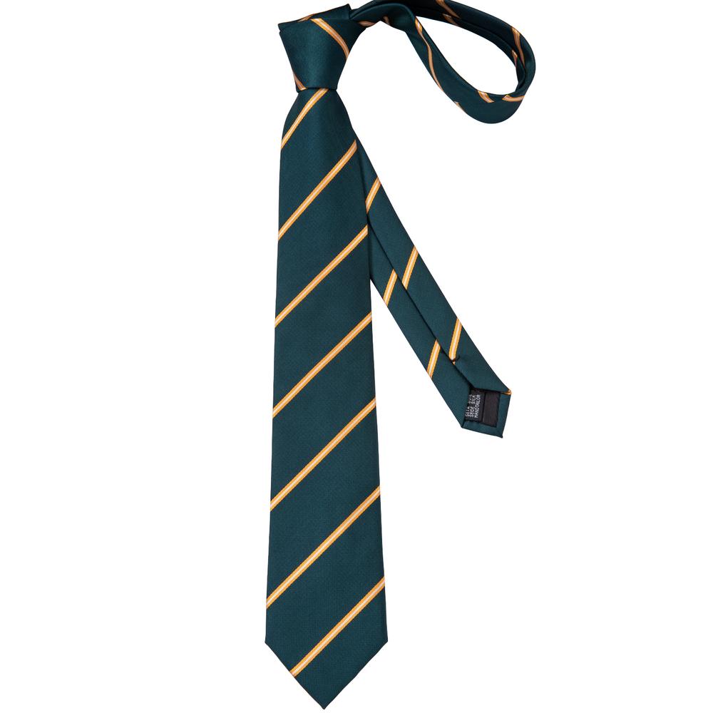 GentCrest Green Striped Tie Hanky Cufflinks Set - Image 3