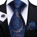 GentCrest Blue Paisley Tie Hanky Cufflinks Set - Image 1