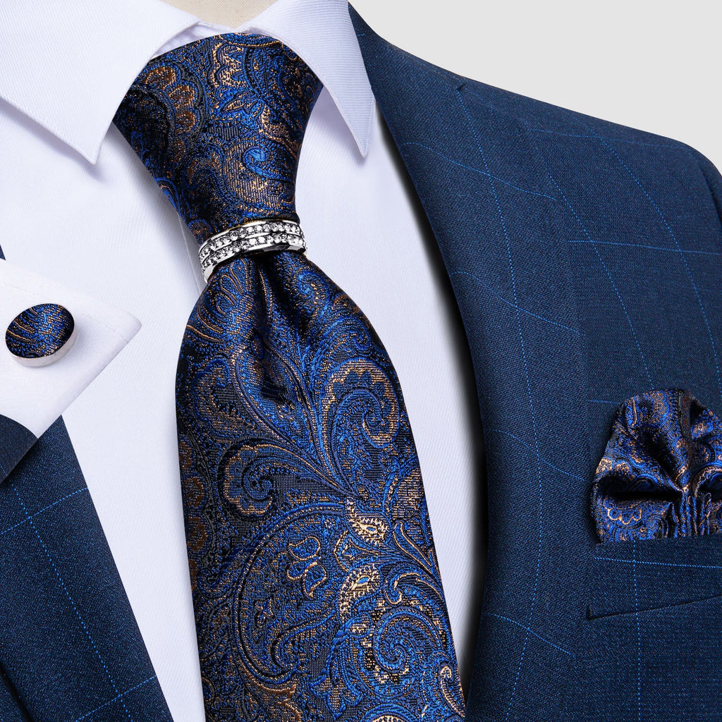 GentCrest Blue Paisley Tie with Rings - Image 2