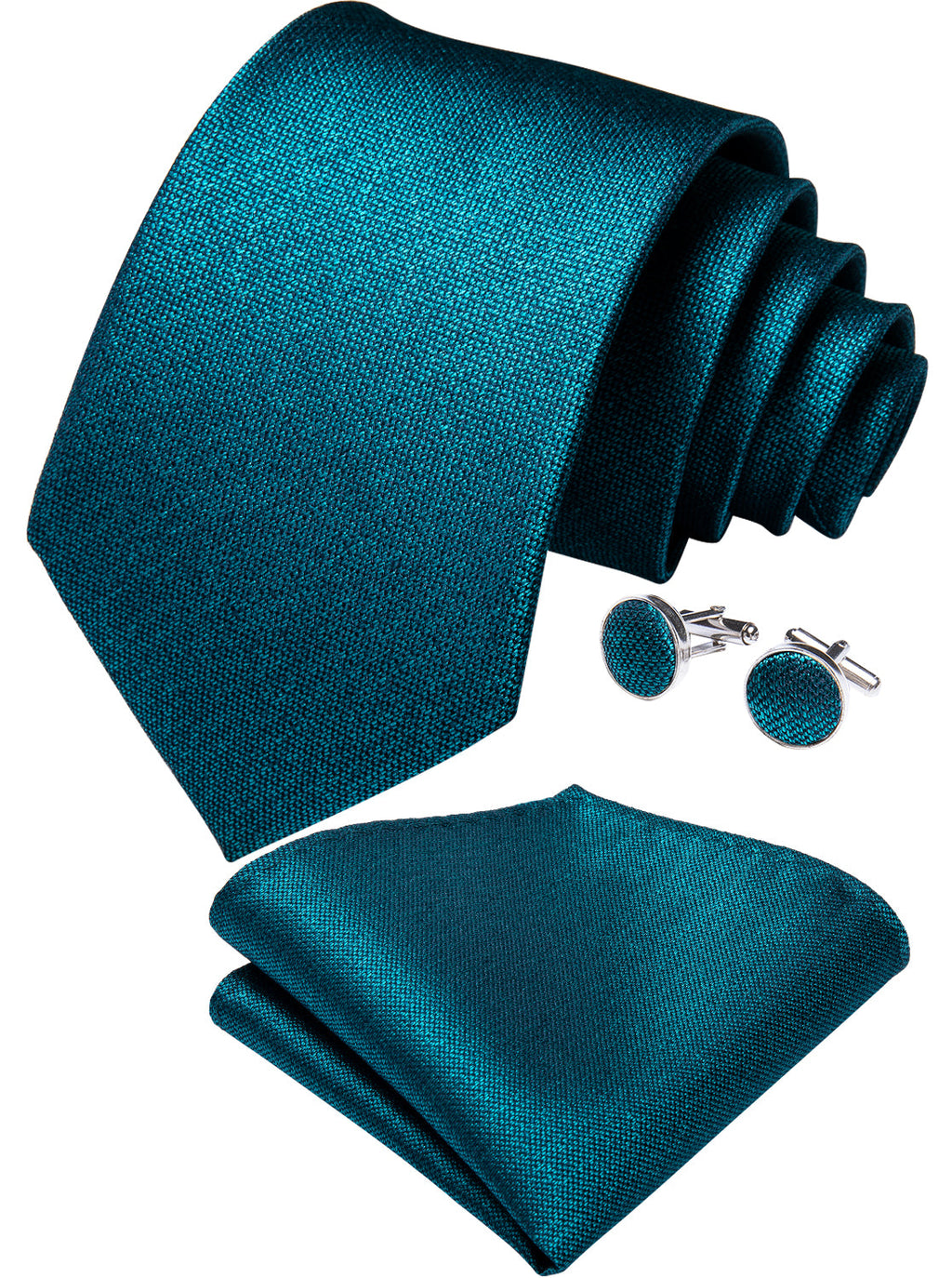 GentCrest Blue Solid Tie Hanky Cufflinks Set - Image 2