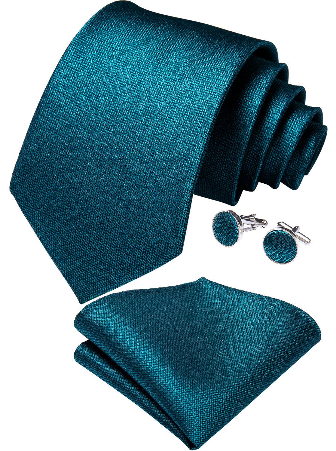 GentCrest Blue Solid Tie Hanky Cufflinks Set - Image 2
