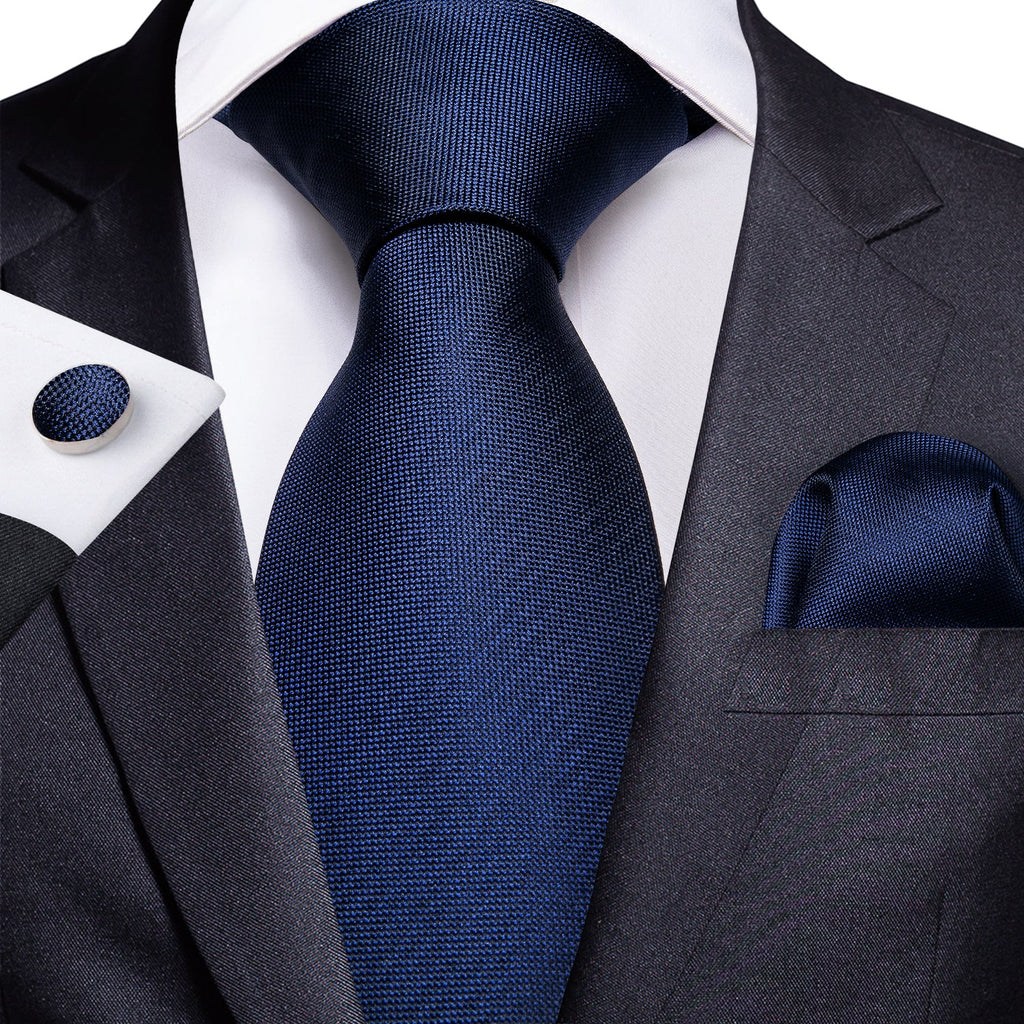 GentCrest Blue Solid Tie Hanky Cufflinks Set - Image 1