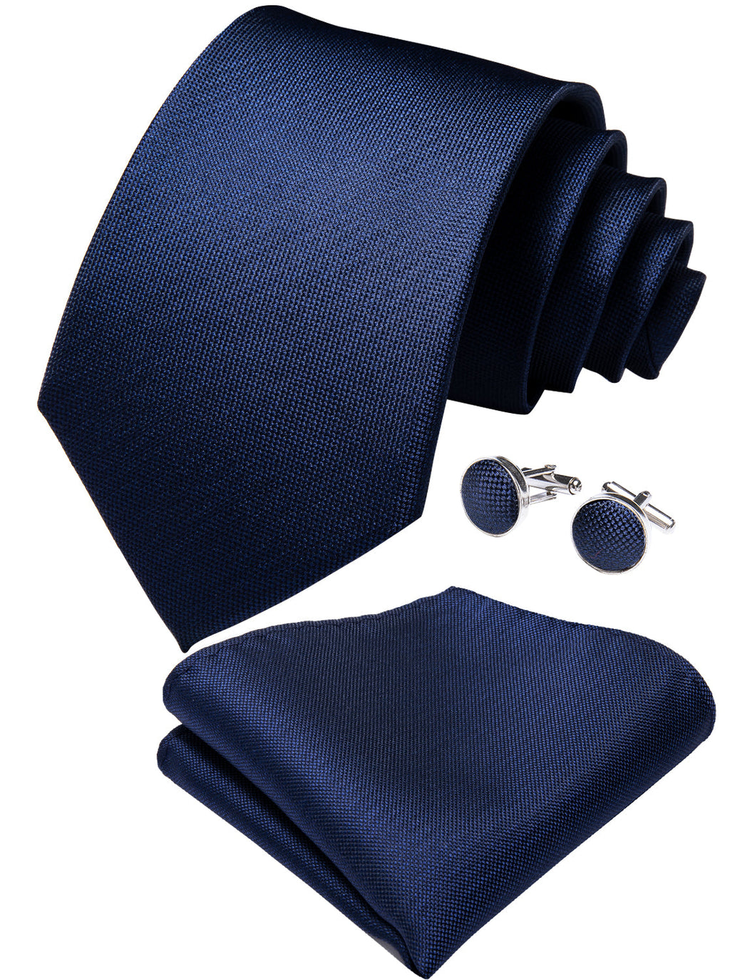 GentCrest Blue Solid Tie Hanky Cufflinks Set - Image 2
