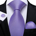 GentCrest Purple Solid Tie Hanky Cufflinks Set - Image 1