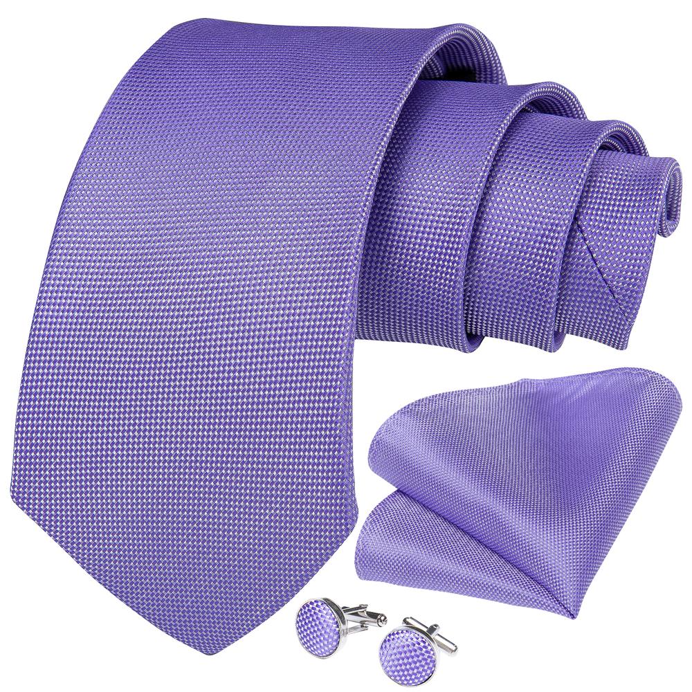 GentCrest Purple Solid Tie Hanky Cufflinks Set - Image 2