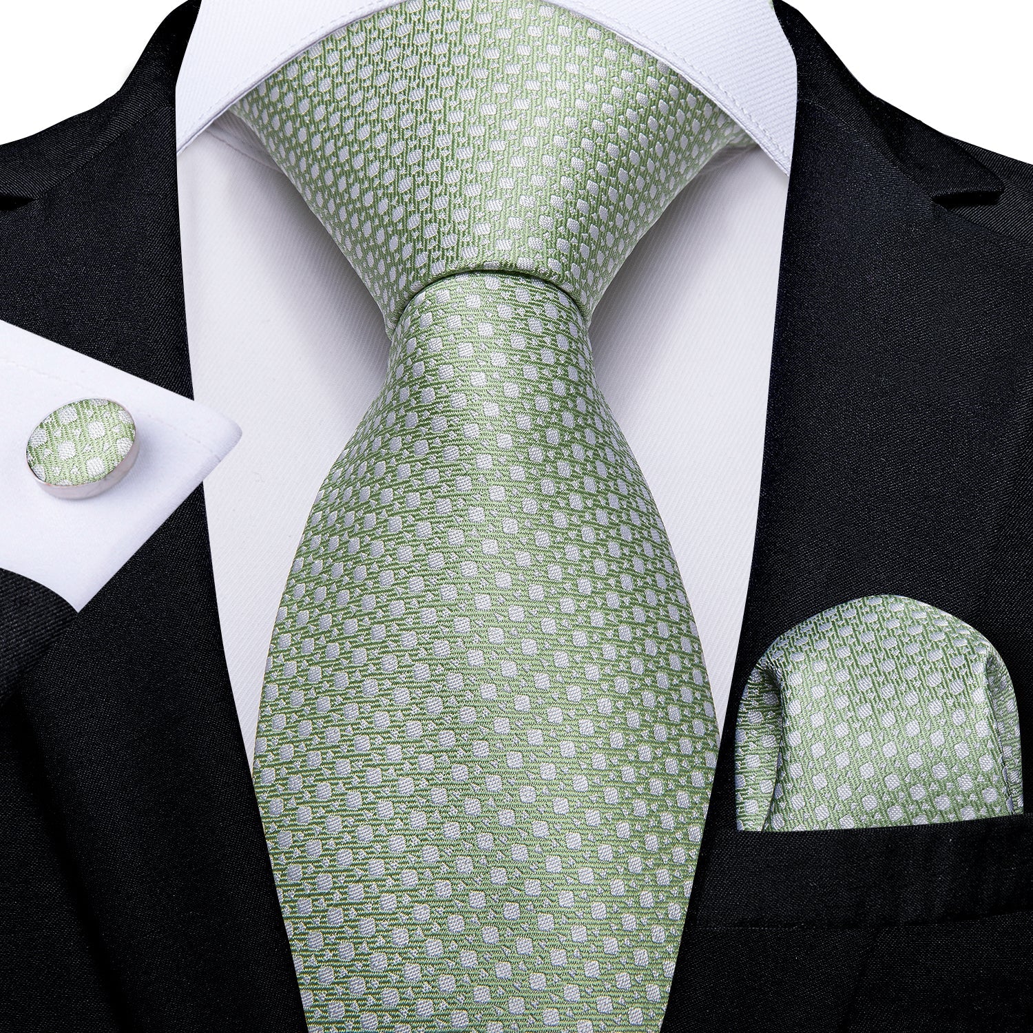 GentCrest Green Floral Tie Hanky Cufflinks Set - Image 1
