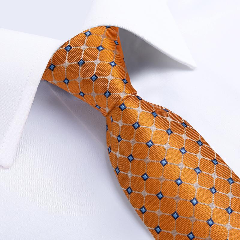 GentCrest Orange Plaid Tie Hanky Cufflinks Set - Image 4