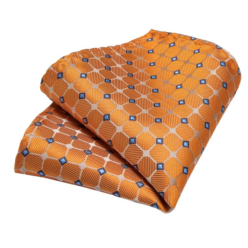 GentCrest Orange Plaid Tie Hanky Cufflinks Set - Image 6