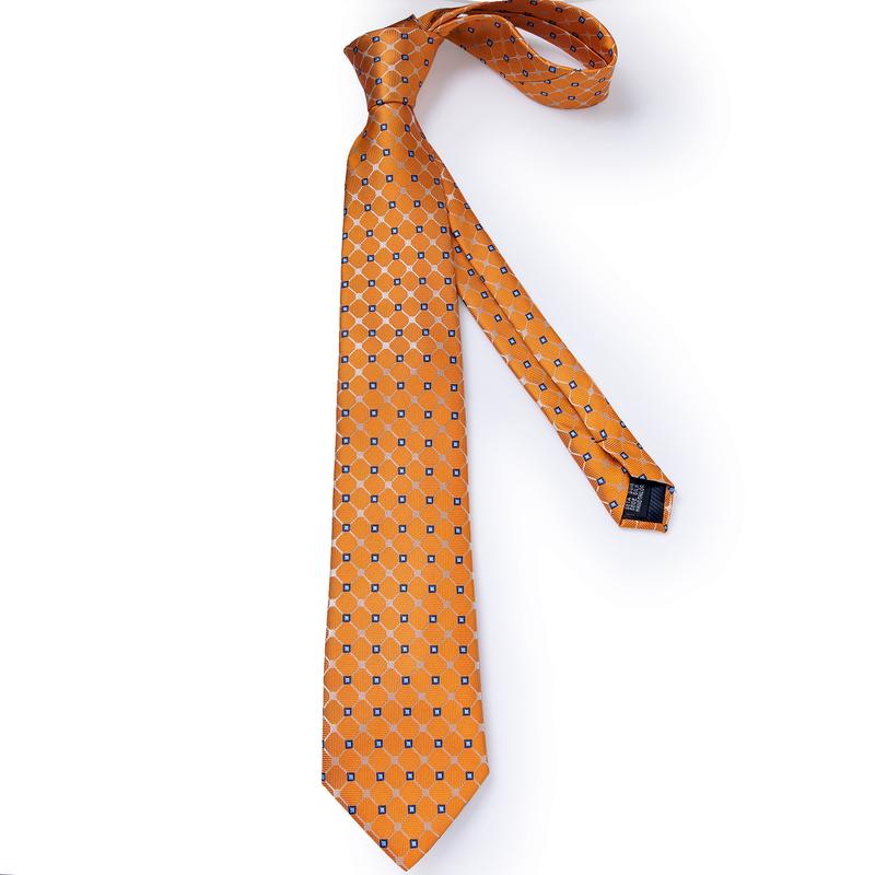 GentCrest Orange Plaid Tie Hanky Cufflinks Set - Image 3
