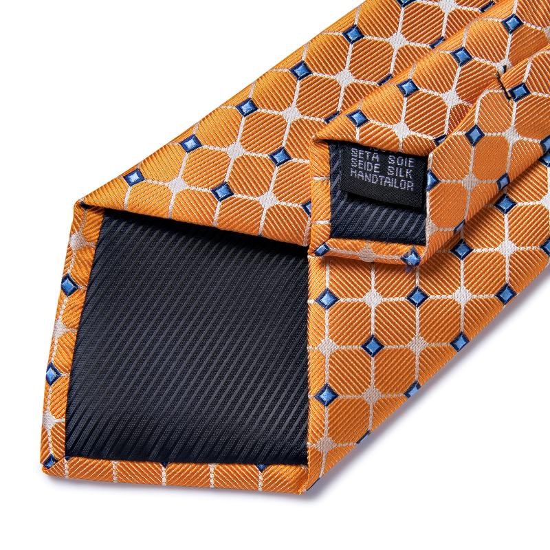 GentCrest Orange Plaid Tie Hanky Cufflinks Set - Image 5