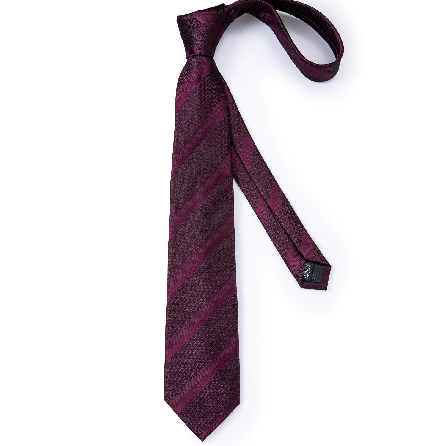 GentCrest Burgundy Striped Tie Hanky Cufflinks Set - Image 3