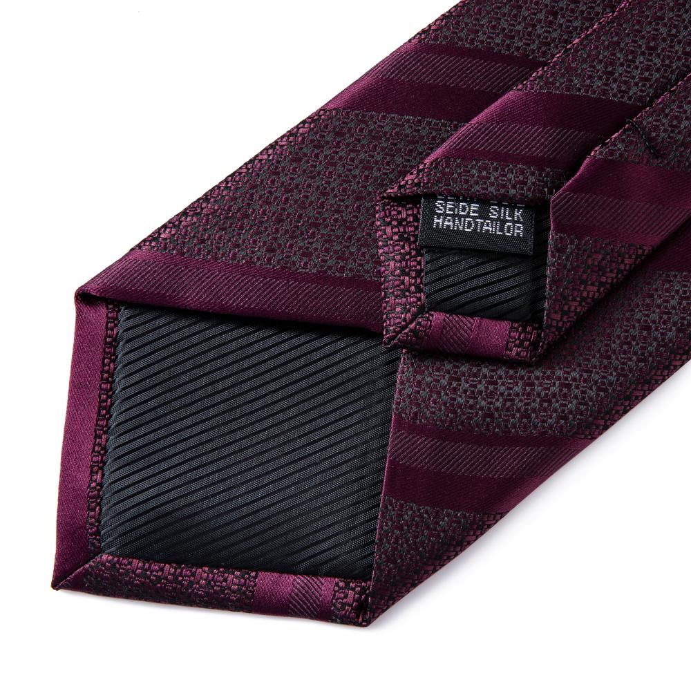 GentCrest Burgundy Striped Tie Hanky Cufflinks Set - Image 5