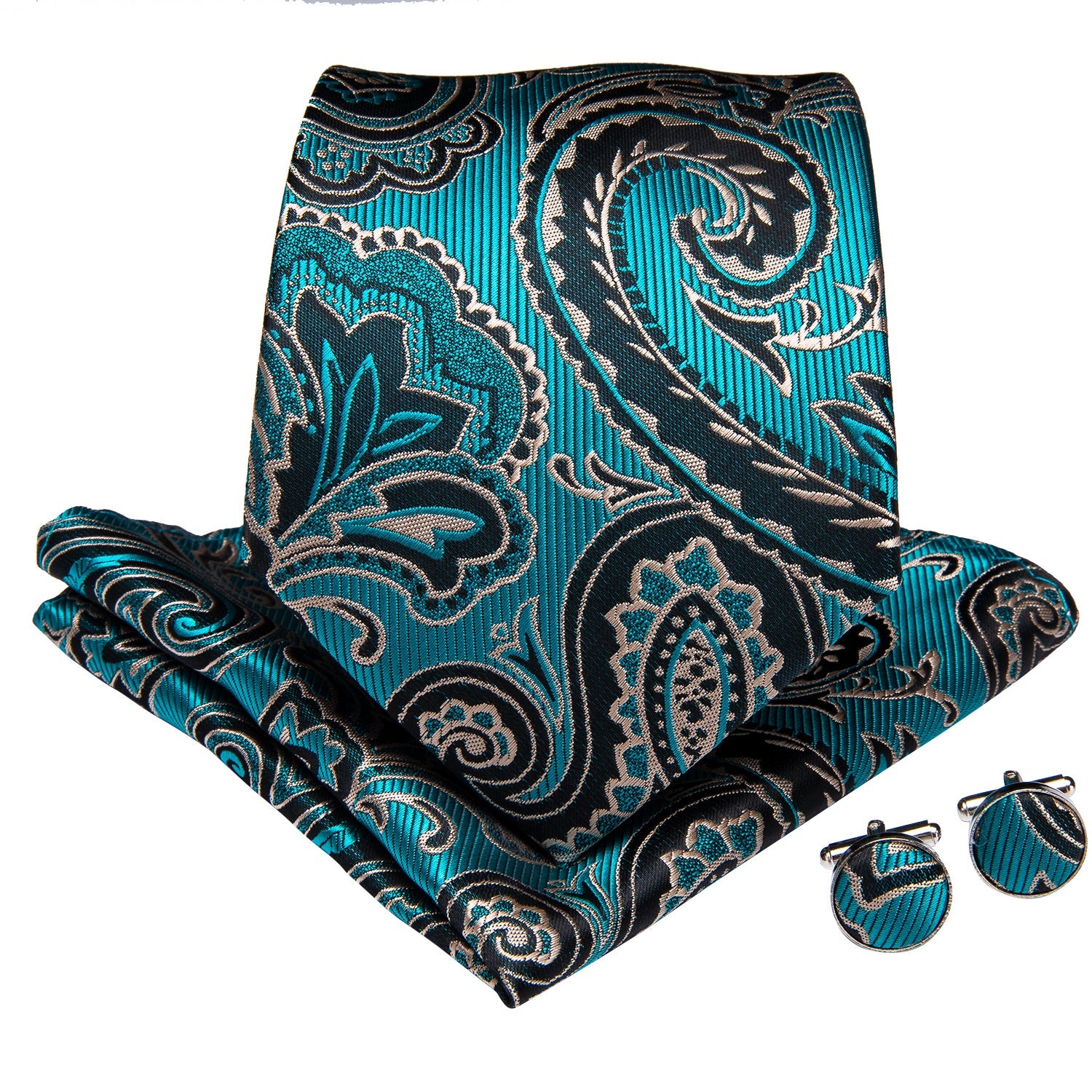 GentCrest Blue Paisley Tie with Accessories - Image 3