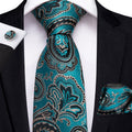 GentCrest Black Paisley Tie Hanky Cufflinks Set - Image 1