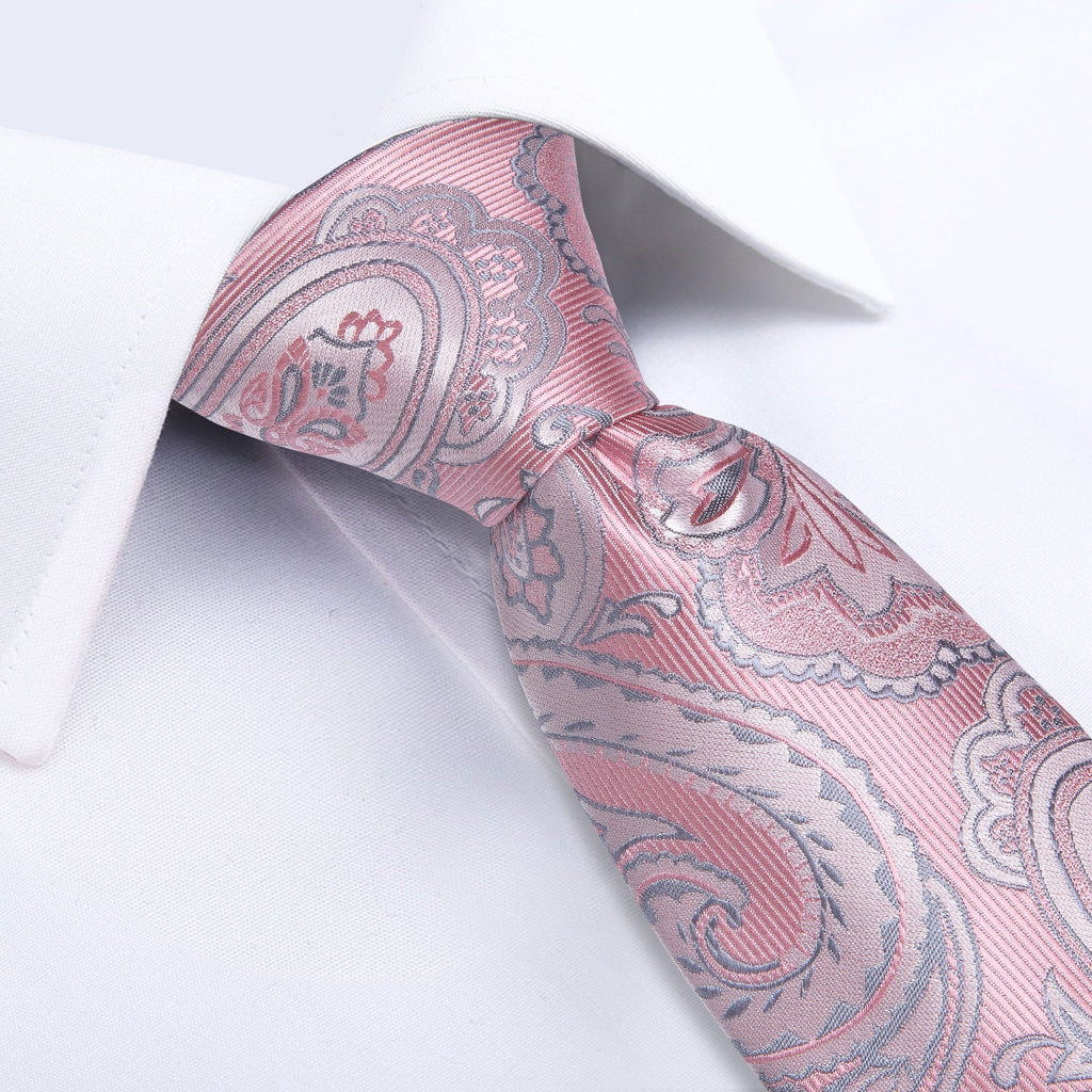 GentCrest Pink Paisley Tie Hanky Cufflinks Set - Image 5